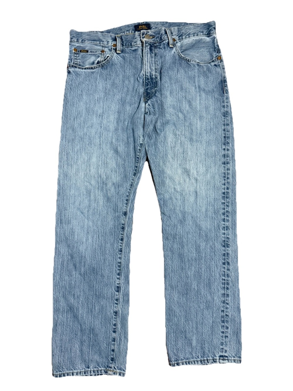Polo Ralph Lauren Hampton Relaxed Straight Jeans Mens 34 x 30 Faded Blue Denim